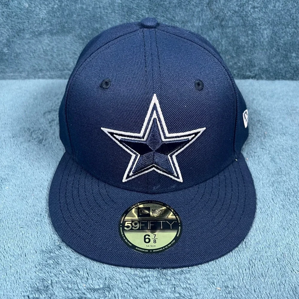 New Era 59FIFTY Navy‎ Dallas Cowboys Embroidered Logo NFL Fitted Hat 6 7/8